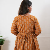 Peplum cotton short kurti - Turmeric