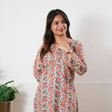 Round neck cotton short kurti -Multicoloured