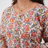 Round neck cotton short kurti -Multicoloured