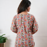 Round neck cotton short kurti -Multicoloured