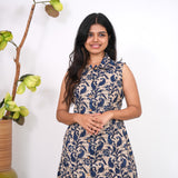 Blue paisley cotton shirt dress