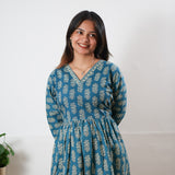 Peplum cotton short kurti -Cloud
