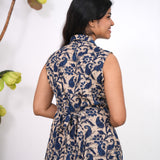 Blue paisley cotton shirt dress