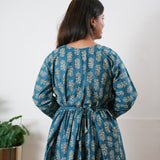 Peplum cotton short kurti -Cloud