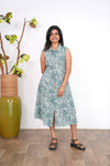 Baby blue cotton shirt dress(attached sleeves)