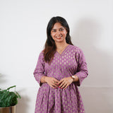 Peplum cotton short kurti - Lavender