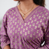 Peplum cotton short kurti - Lavender