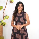 Black bloom cotton shirt dress