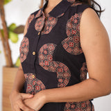 Black bloom cotton shirt dress