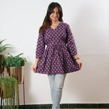 Peplum cotton short kurti - Violet