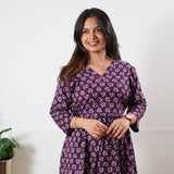 Peplum cotton short kurti - Violet