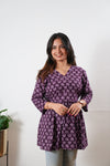 Peplum cotton short kurti - Violet