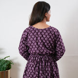 Peplum cotton short kurti - Violet