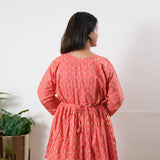 Peplum cotton short kurti - Peach