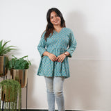 Peplum cotton short kurti - Azure