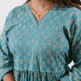 Peplum cotton short kurti - Azure