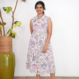 Lavender and white cotton shirt dress