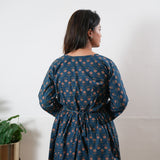 Peplum cotton short kurti - Blue roses
