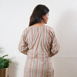 Round neck cotton short kurti -Multicoloured stripes