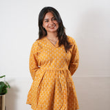 Peplum cotton short kurti - Gold