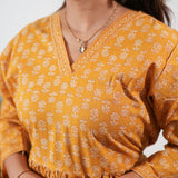 Peplum cotton short kurti - Gold