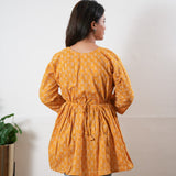 Peplum cotton short kurti - Gold