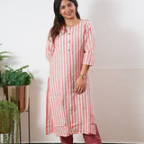 Red and white stripes cotton co-ord set