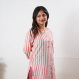 Red and white stripes cotton co-ord set
