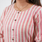 Red and white stripes cotton co-ord set