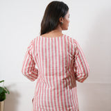 Red and white stripes cotton co-ord set