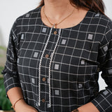 Black checks cotton co-ord set