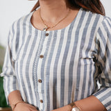 Grey stripes cotton co-ord set