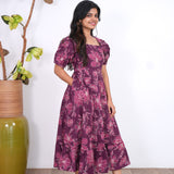 Nadhi cotton midi dress -Purple