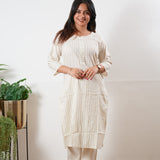 Beige stripes cotton co-ords set