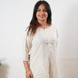 Beige stripes cotton co-ords set