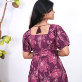 Nadhi cotton midi dress -Purple