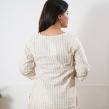 Beige stripes cotton co-ords set