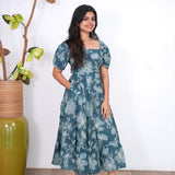 Nadhi cotton midi dress - Peacock blue