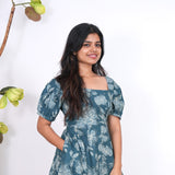 Nadhi cotton midi dress - Peacock blue