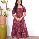 Nadhi cotton midi dress - Maroon
