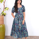 Nadhi cotton midi dress - Turquoise