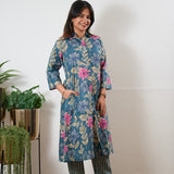Peacock blue button down shirt co-ords set