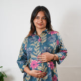 Peacock blue button down shirt co-ords set