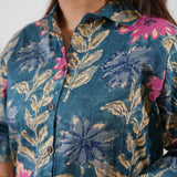 Peacock blue button down shirt co-ords set