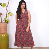 Radhi cotton waist dress-Red