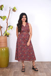 Radhi cotton waist dress-Red