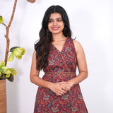 Radhi cotton waist dress-Red
