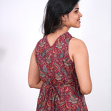 Radhi cotton waist dress-Red