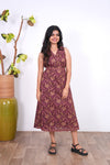 Radhi cotton waist dress-Maroon