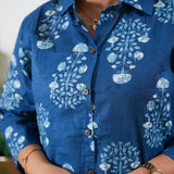 Royal blue button down shirt co-ords set